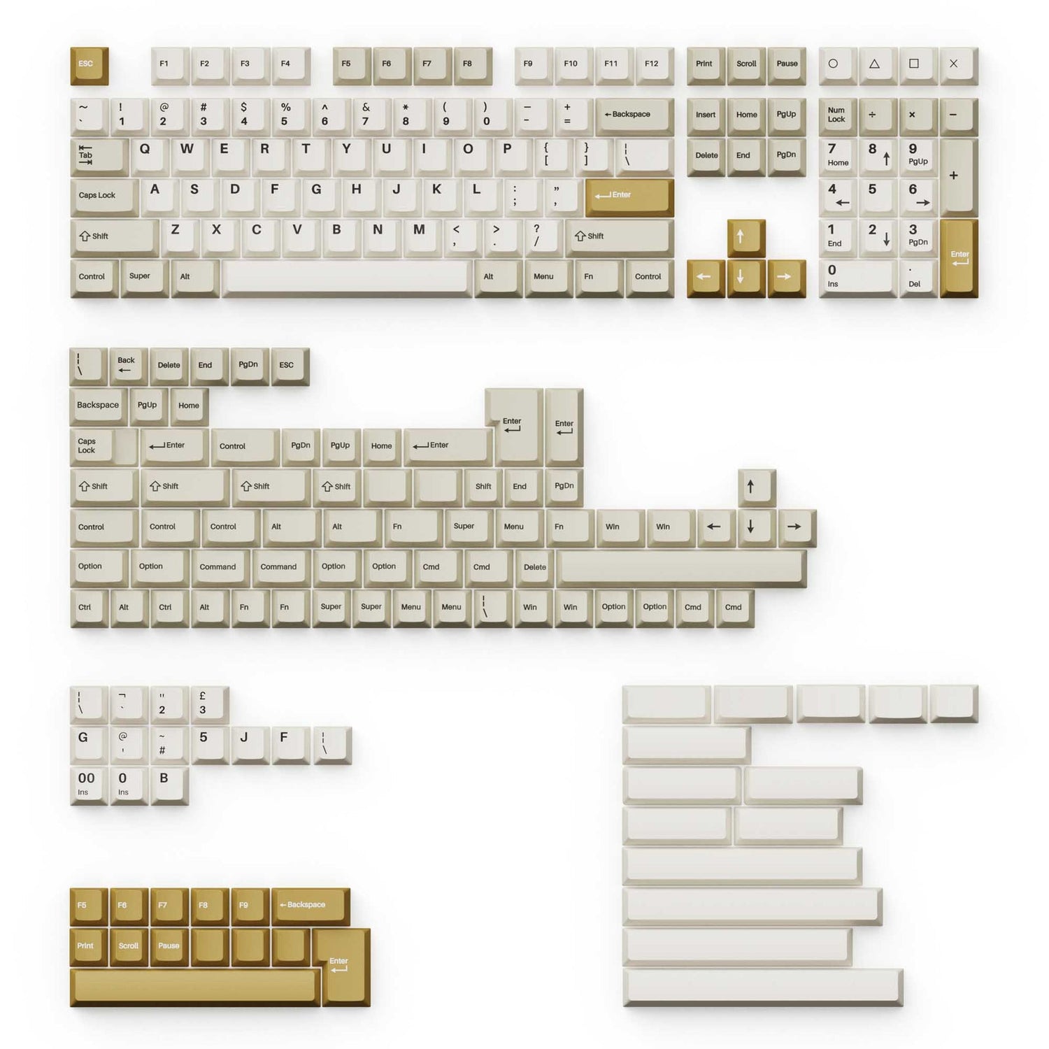 Cherry Profile Double - Shot PBT Ensemble complet de touches - Camel