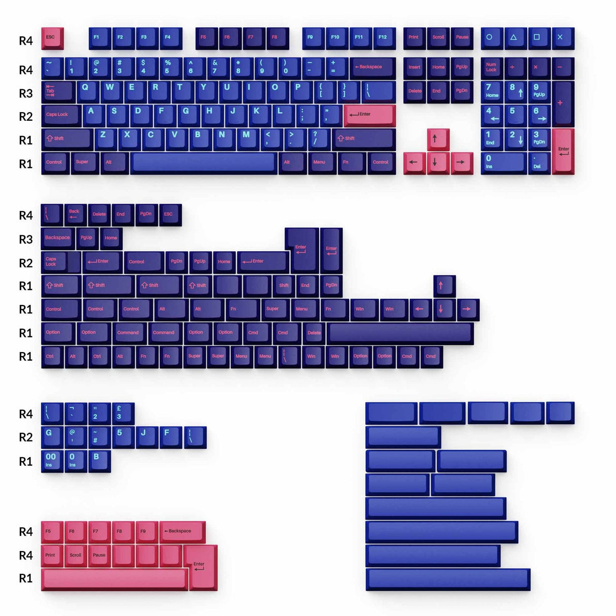 Cherry Profile Double - Shot PBT Ensemble complet de touches - Joueur