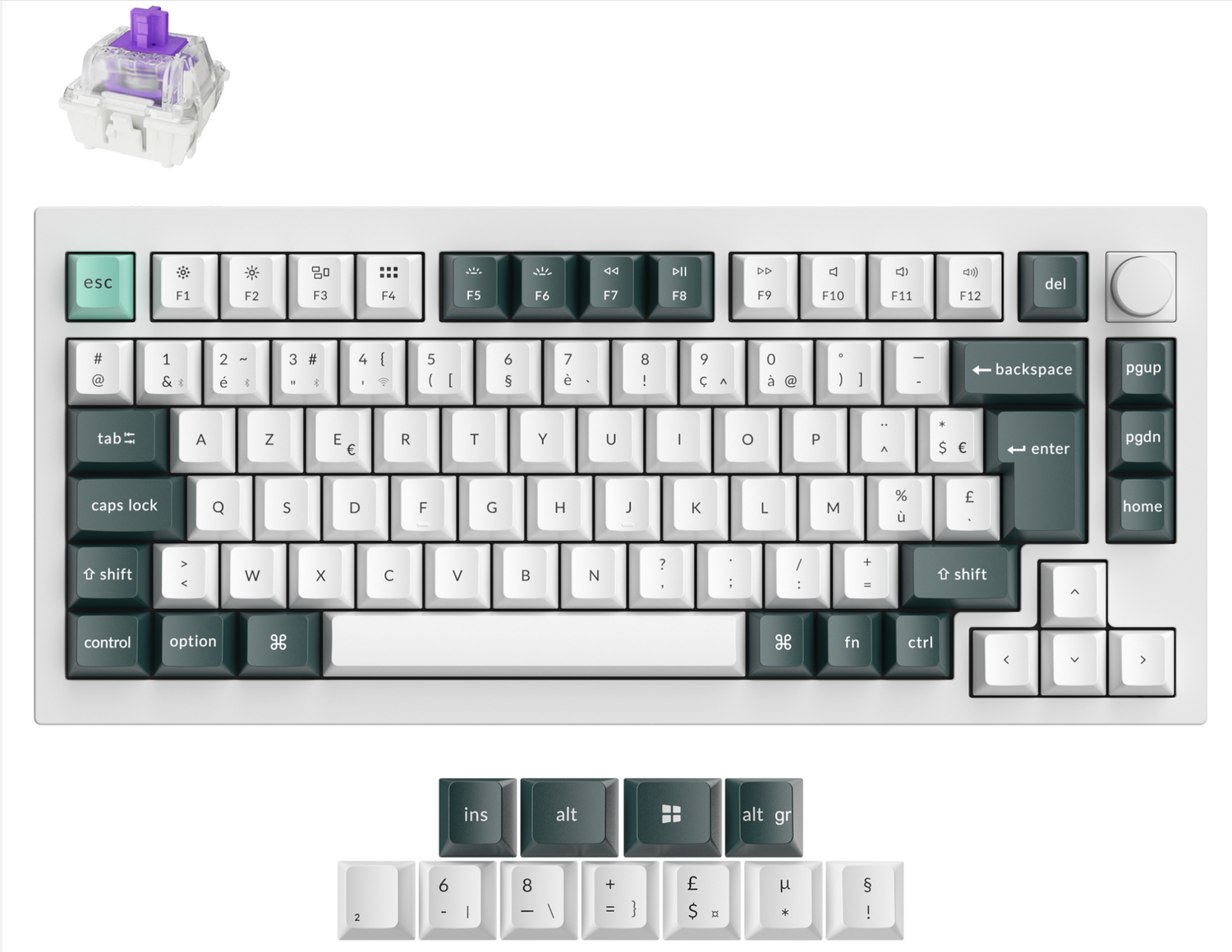 Collection de configuration ISO de clavier personnalisé sans fil Keychron Q1 HE QMK