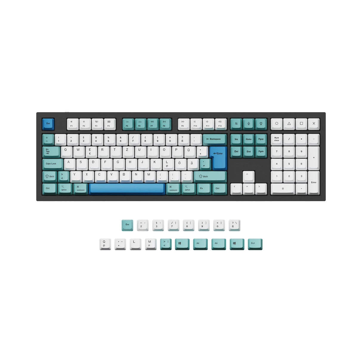 ISO & ANSI Q3 & Q4 & Q6 & V3 & V4 & V6 & K8 & K8 Pro OEM Dye-Sub PBT Keycap Set - Iceberg