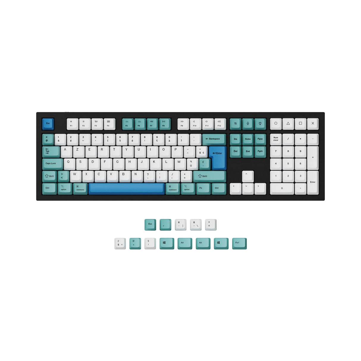 ISO & ANSI Q3 & Q4 & Q6 & V3 & V4 & V6 & K8 & K8 Pro OEM Dye-Sub PBT Keycap Set - Iceberg