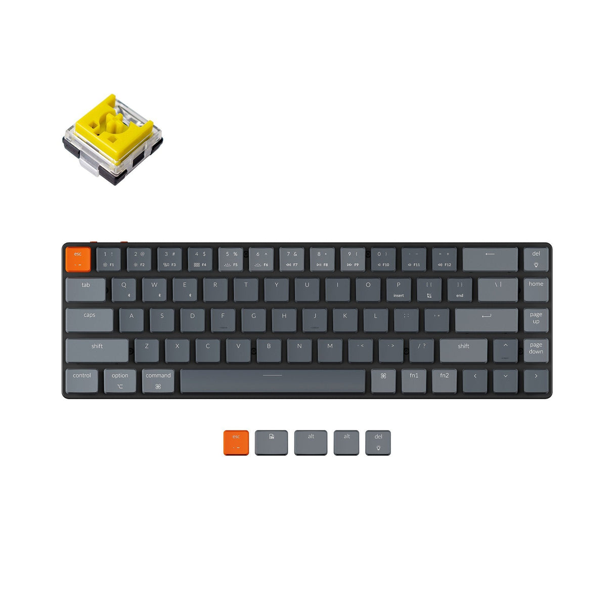 Keychron K7 65-percent ultra-slim compact wireless mechanical keyboard for Mac Windows Hot-swappable low-profile Keychron optical banana switches with RGB backlit