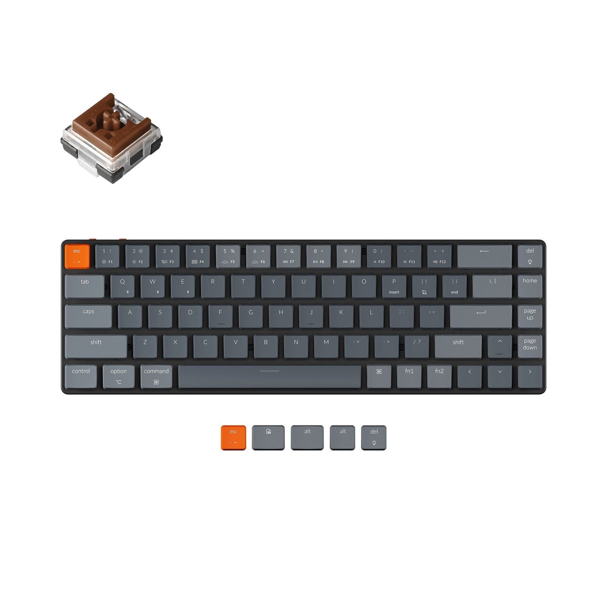 Keychron K7 65-percent ultra-slim compact wireless mechanical keyboard for Mac Windows Hot-swappable low-profile Keychron optical brown switches with RGB backlit