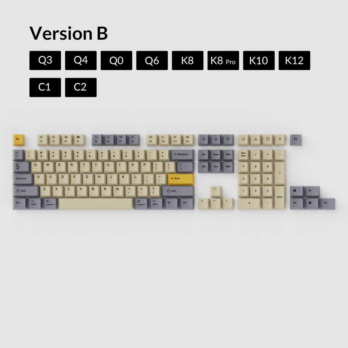 Jeu de touches OEM Dye-Sub PBT - Gris blé