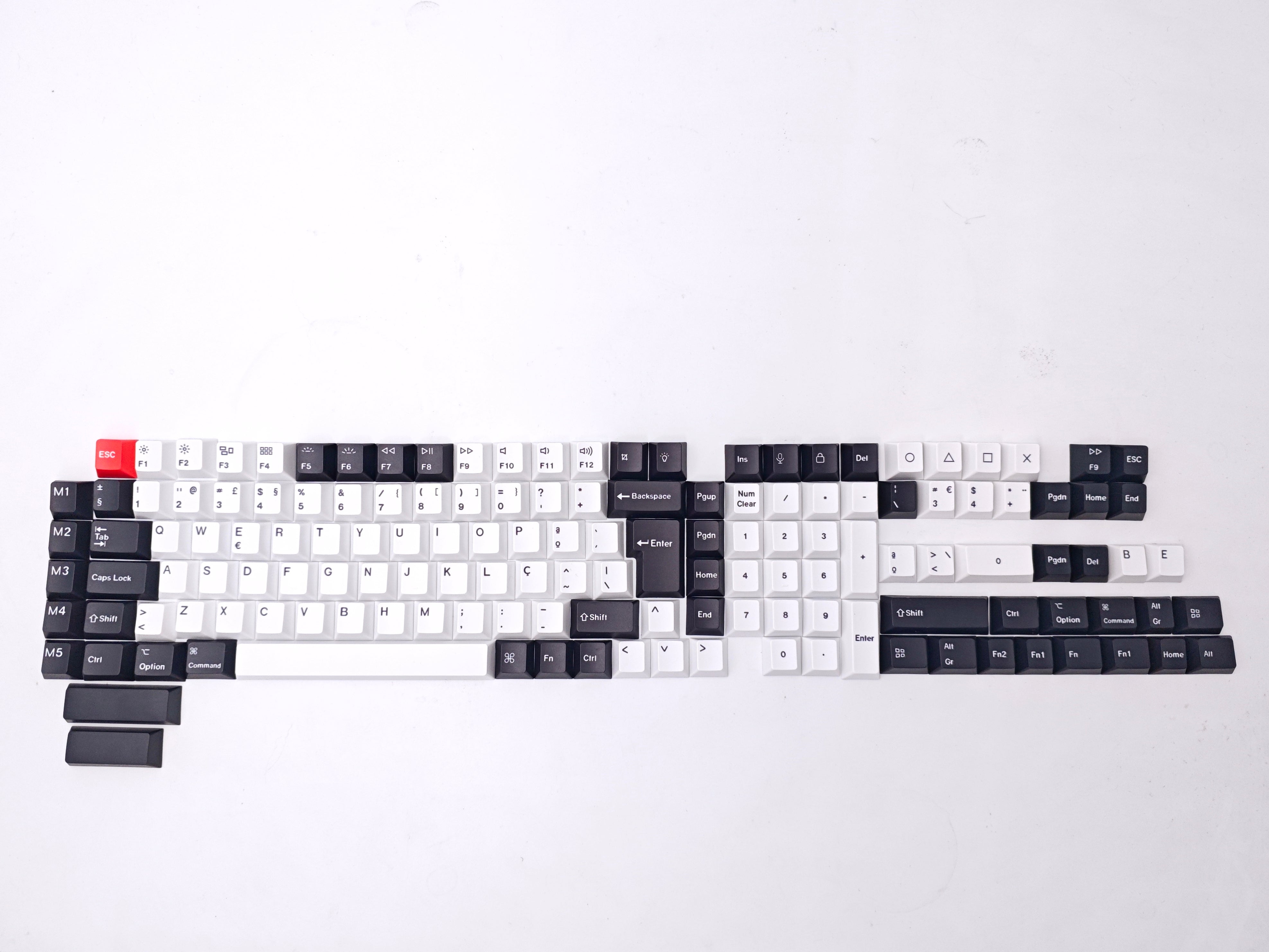 ISO Cherry Thermal Sublimation PBT Keycap Complete Set - Black and White