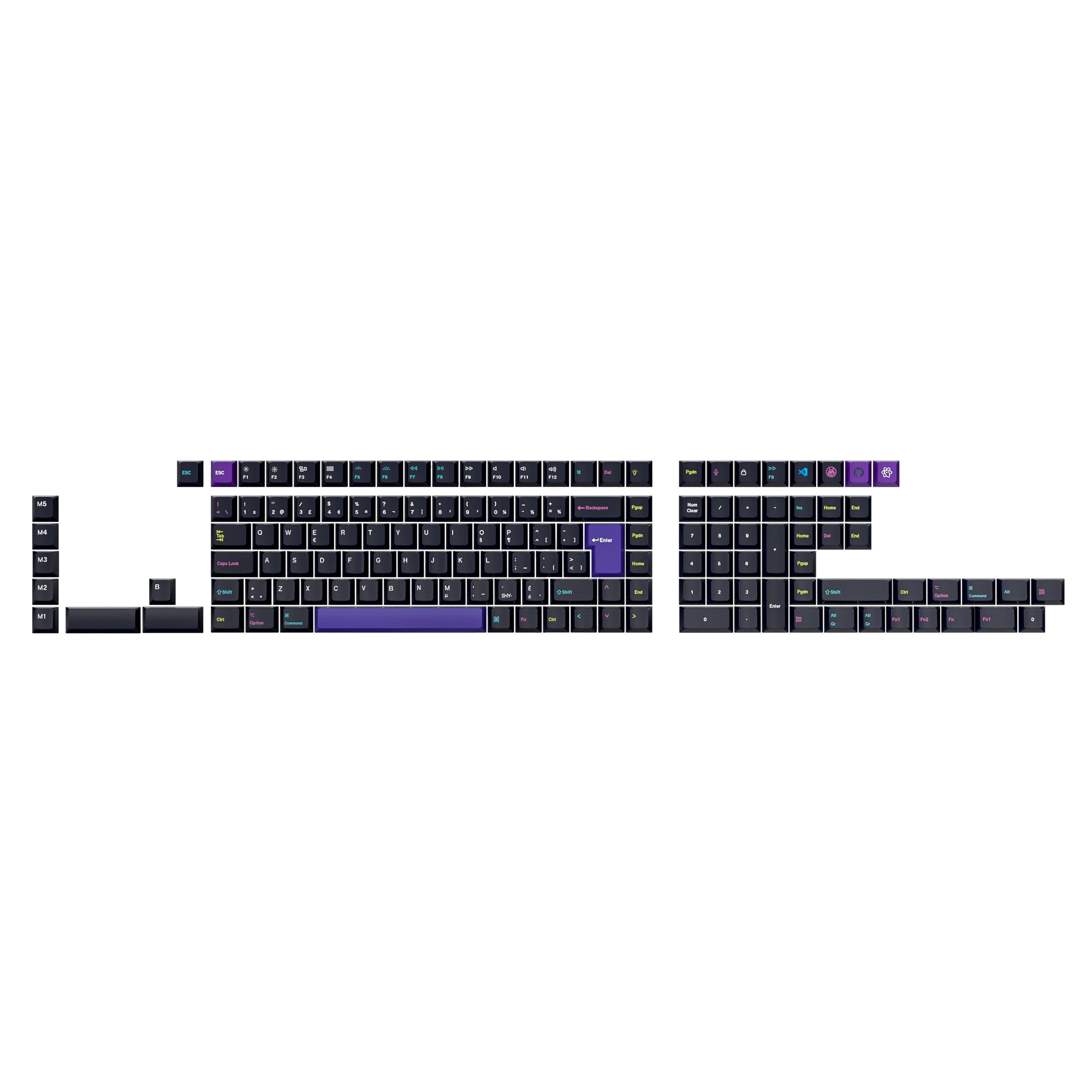 Ensemble complet de touches ISO Cherry Profil Teint par sublimation PBT - Développeur - Version 2