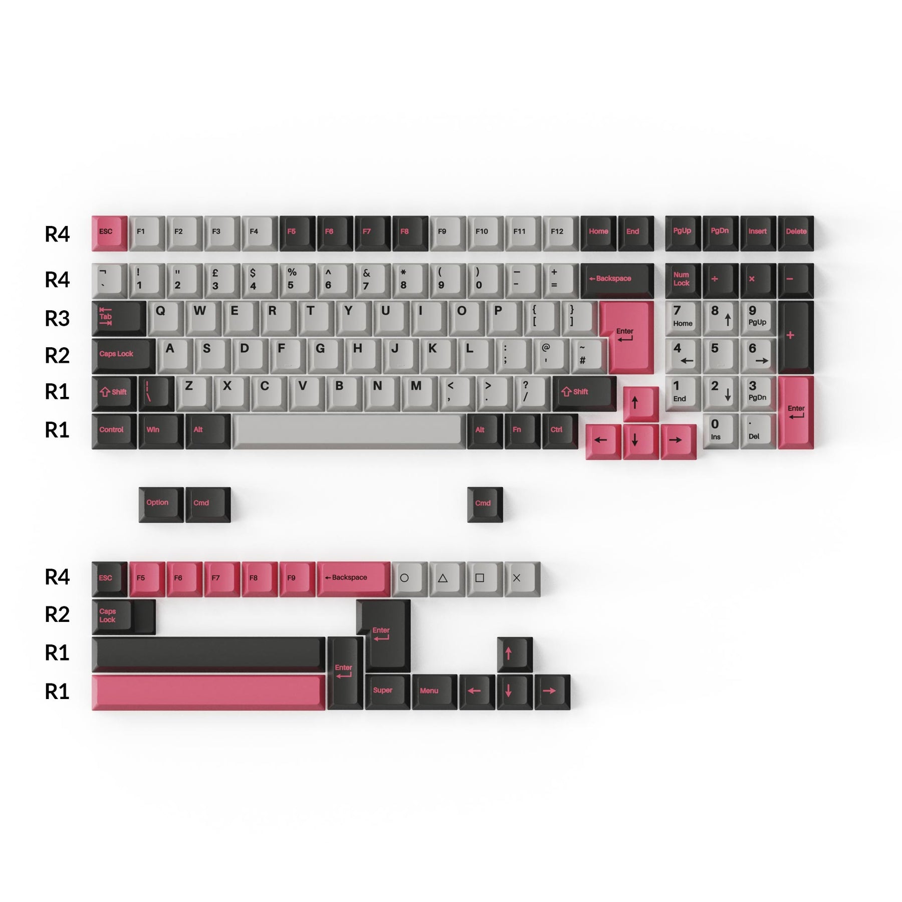 Cherry Profile Double - Shot PBT Full Set Keycaps - Dolch Pink