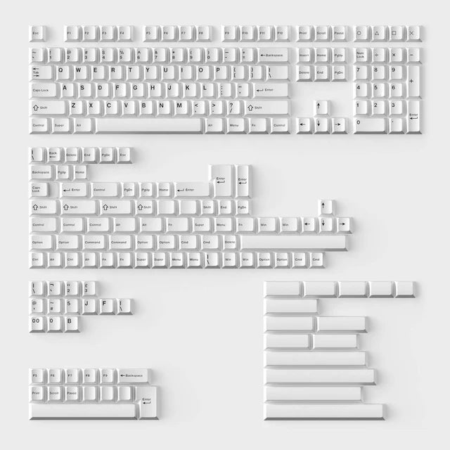 Cherry Profile Double - Shot PBT Full Set Keycaps - Black on White - Bow