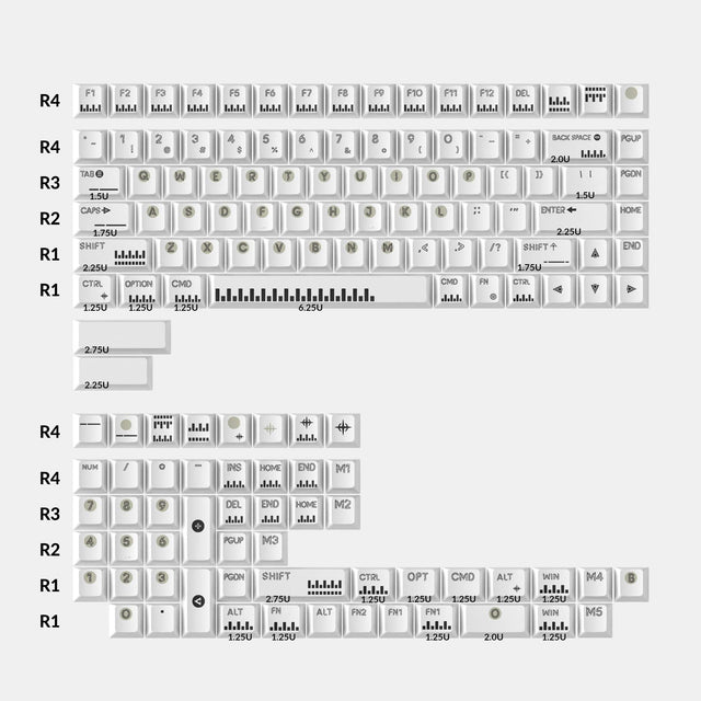 Ensemble complet de touches PBT teint par sublimation profil cerisier - Piano classique