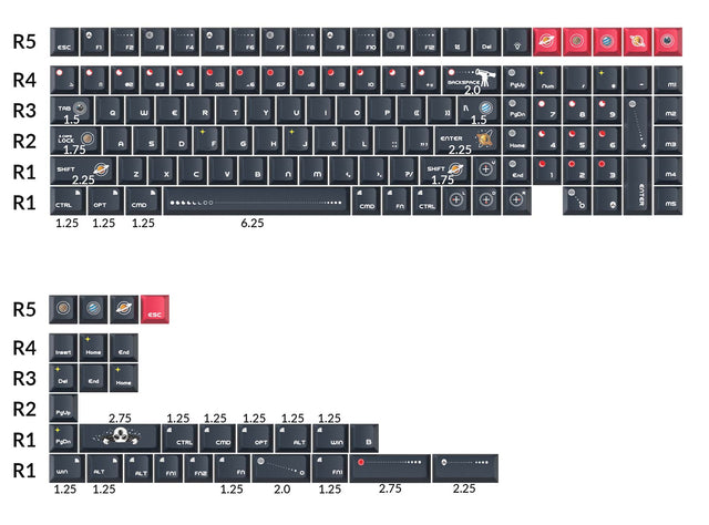 Cosmic Galaxy - Ensemble complet de touches Cherry Profile Dye-Sub PBT