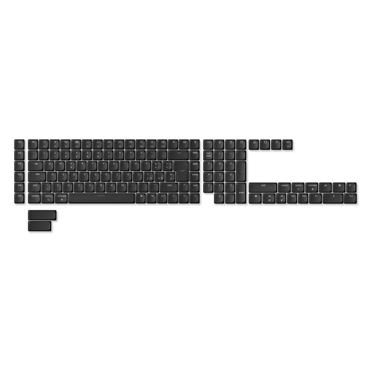 Ensemble complet de touches ISO profil bas Shine-Through ABS LSA - Noir