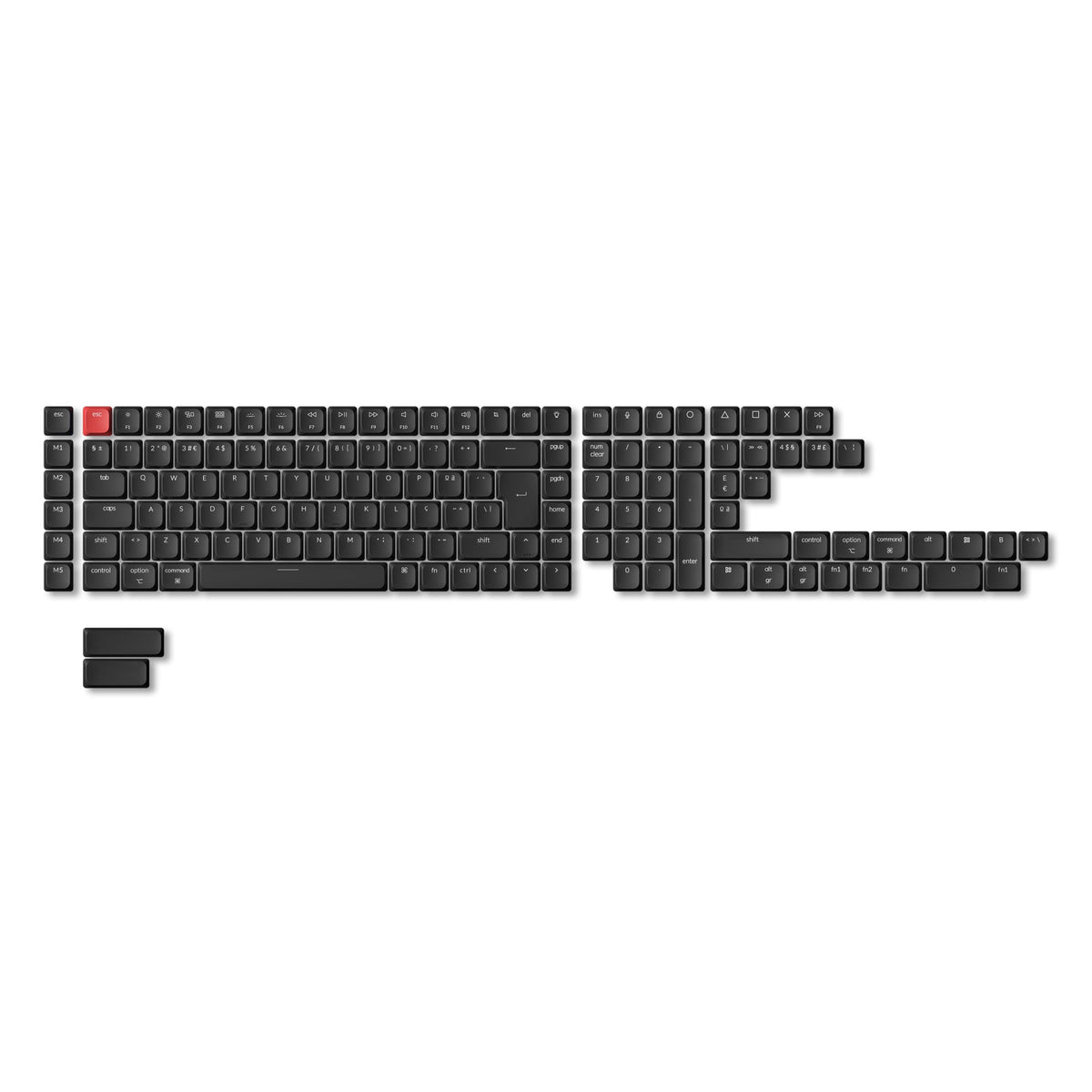 Ensemble complet de touches ISO profil bas Shine-Through ABS LSA - Noir