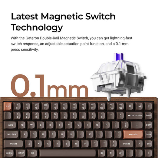 Keychron K2 HE Wireless Magnetic Switch Custom Keyboard - All-Wood Special Edition