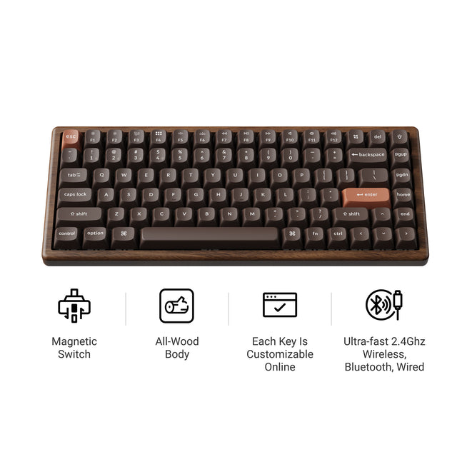 Keychron K2 HE Wireless Magnetic Switch Custom Keyboard - All-Wood Special Edition