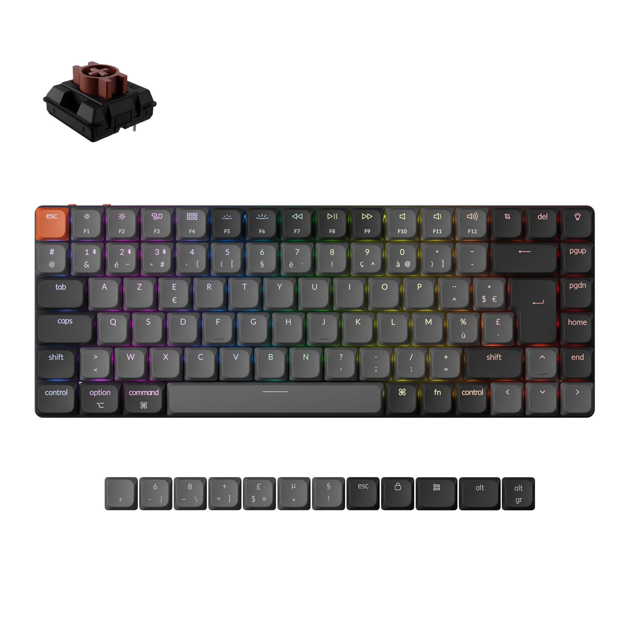 Disposition ISO du clavier mécanique sans fil Keychron K3 QMK - Version 3