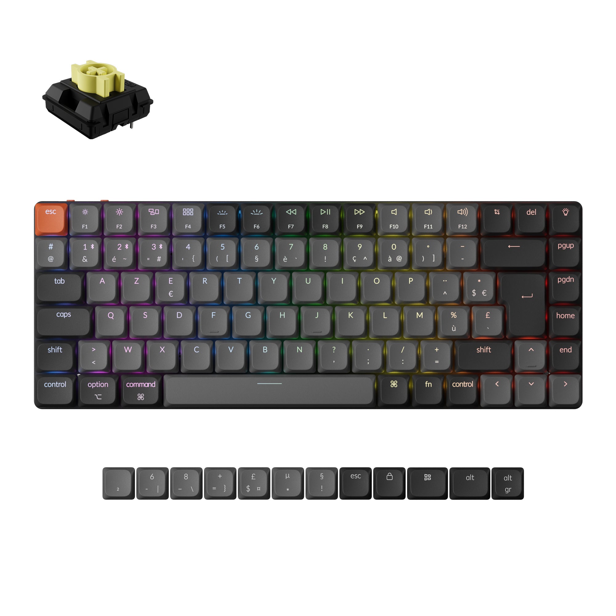 Disposition ISO du clavier mécanique sans fil Keychron K3 QMK - Version 3