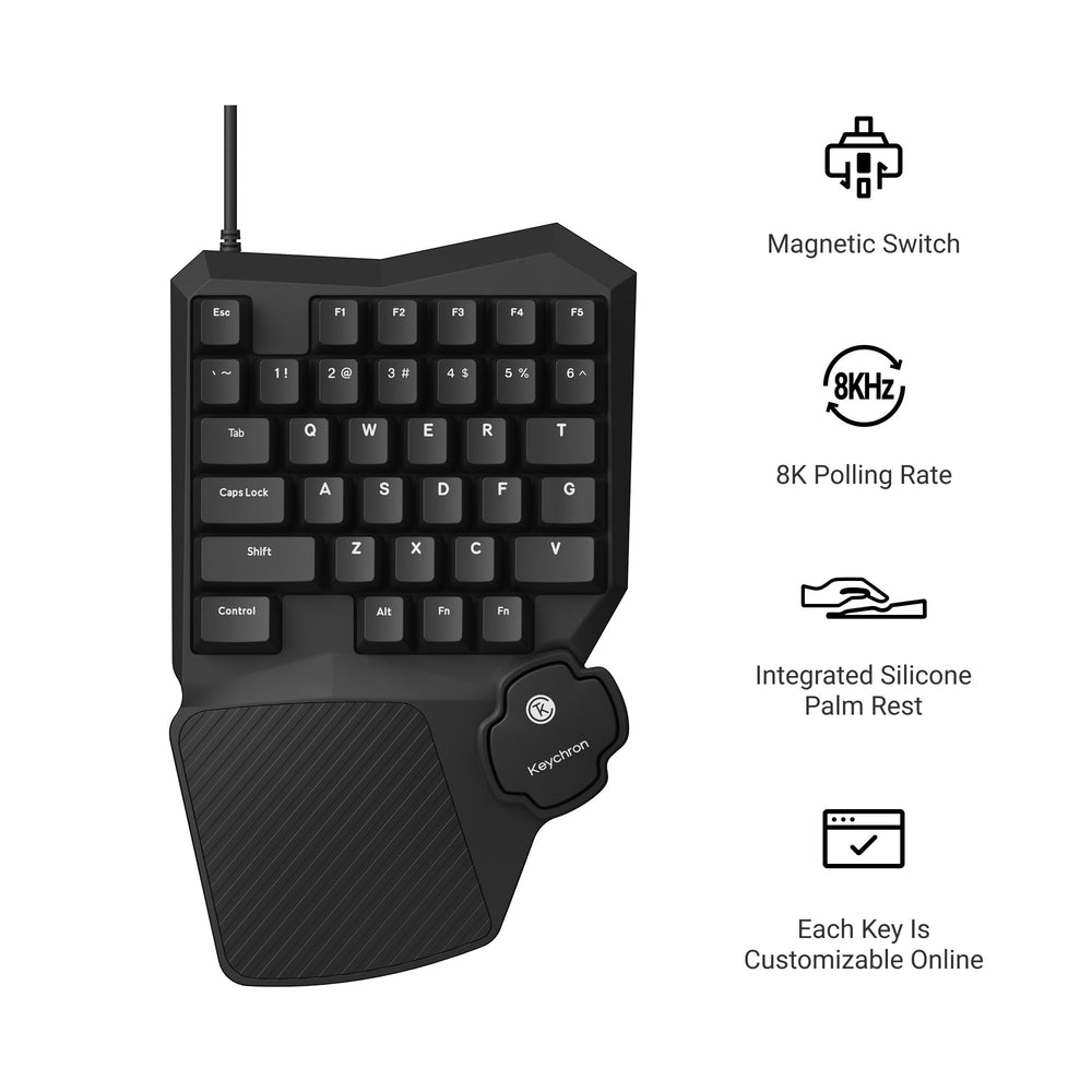 Clavier de jeu filaire Keychron C0 HE à une main avec interrupteurs magnétiques