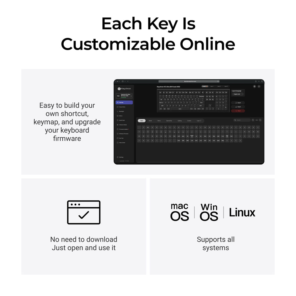 Keychron K5 Ultra 8K Wireless Custom Mechanical Keyboard (US ANSI Layout)
