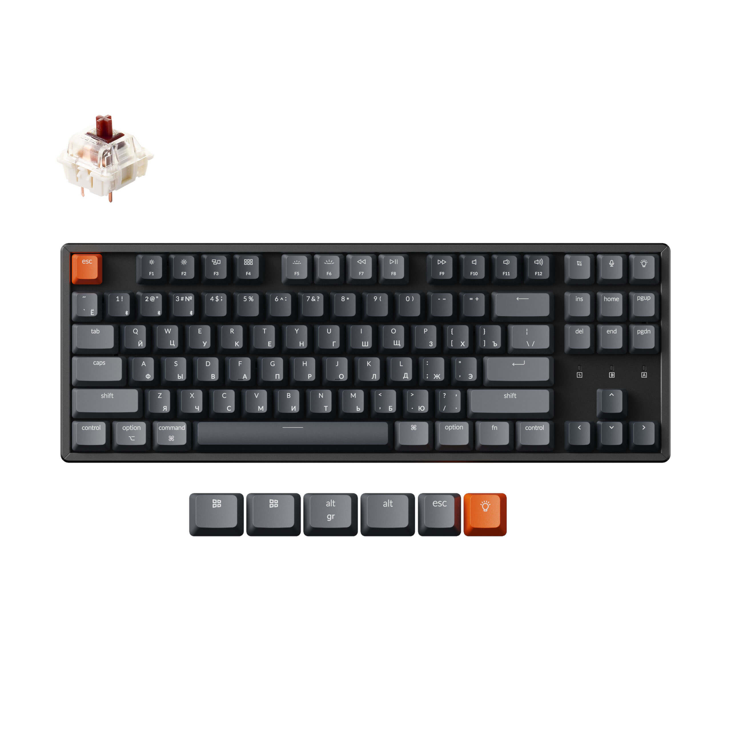 Clavier mécanique sans fil Keychron K8 (Disposition russe RU)