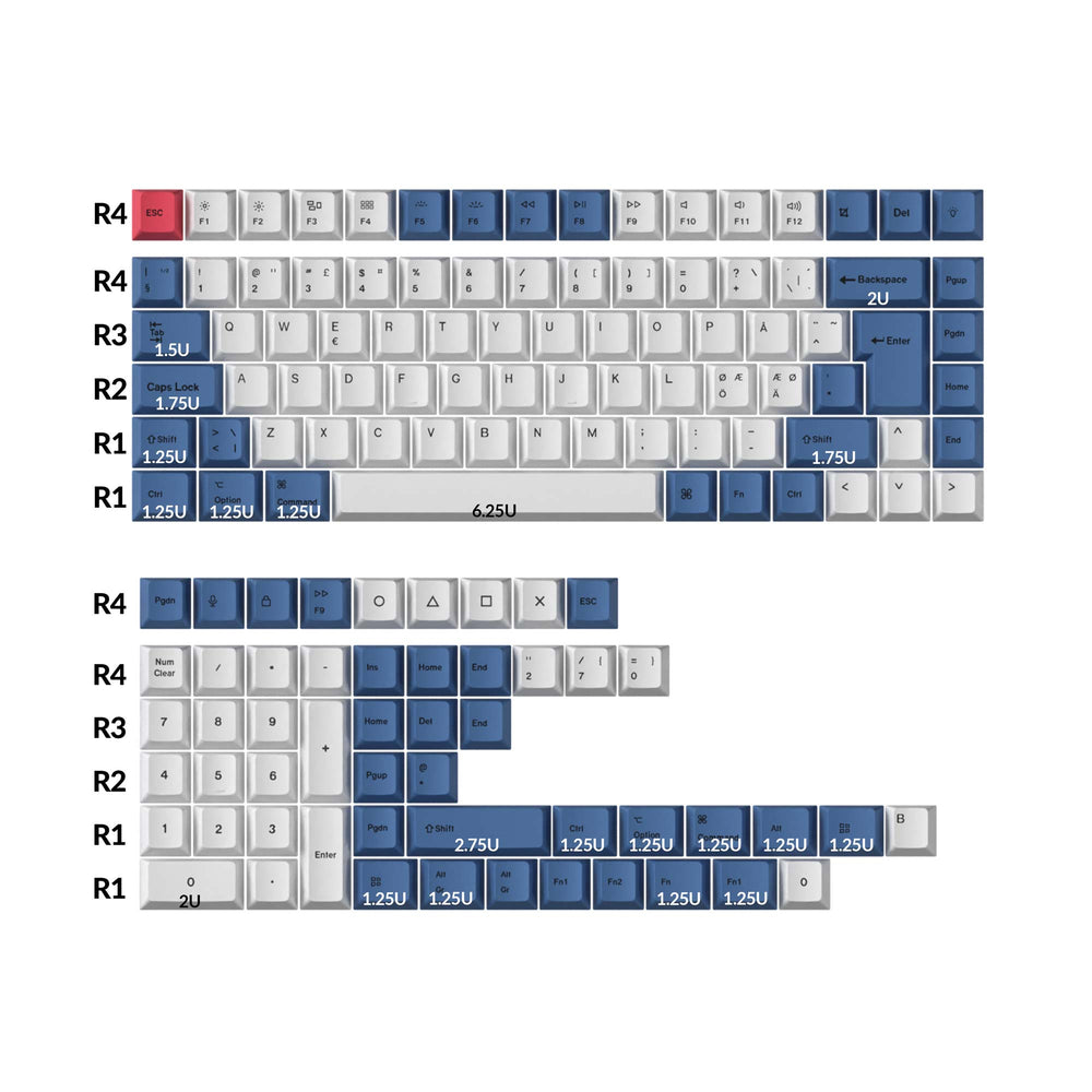 ISO Cherry Profile Dye-Sub PBT Full Set Keycap Set - Modern Blue ...