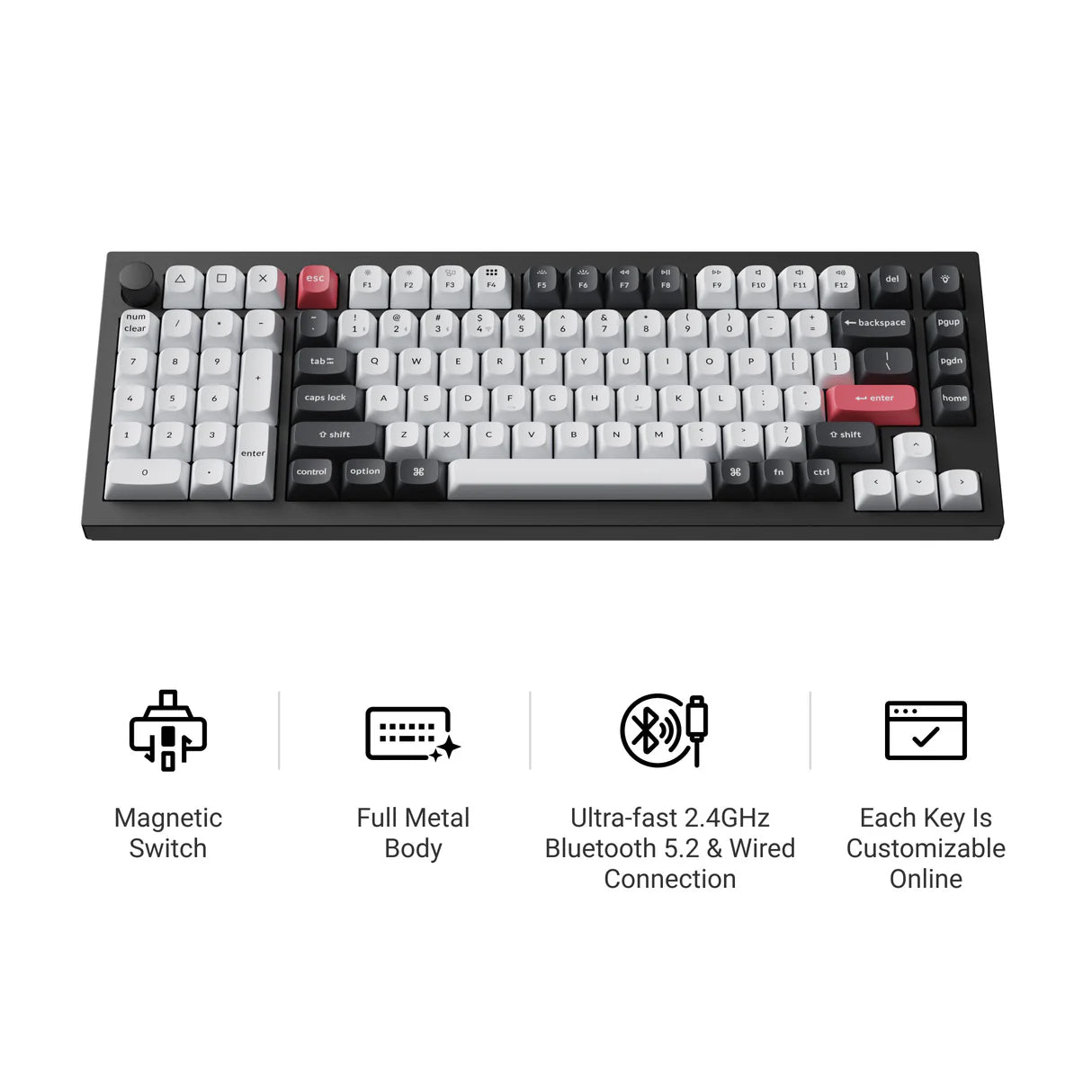 Clavier personnalisé sans fil Keychron Q12 HE QMK (Disposition US ANSI)