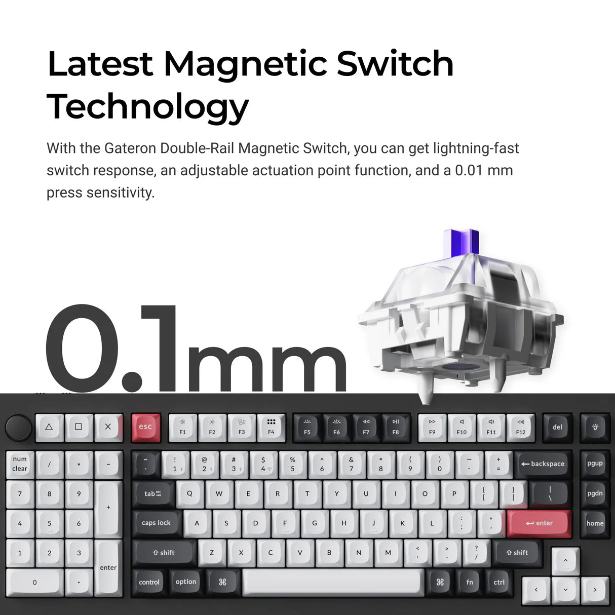 Clavier personnalisé sans fil Keychron Q12 HE QMK (Disposition US ANSI)