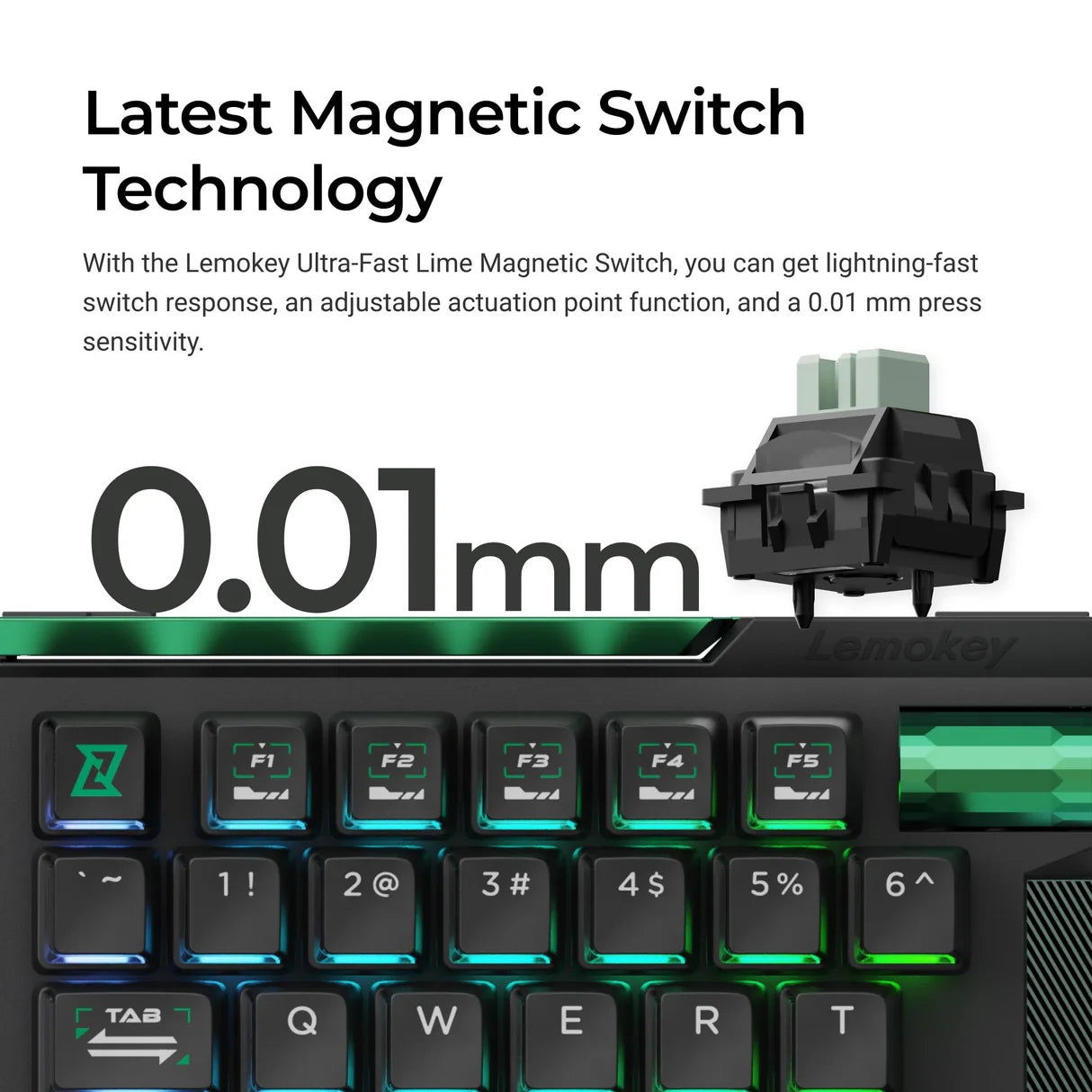 Lemokey L0 HE Clavier de jeu à interrupteur magnétique à une main