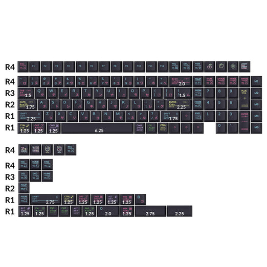 Neon Night - Ensemble de touches complètes PBT Dye-Sub Cherry Profile