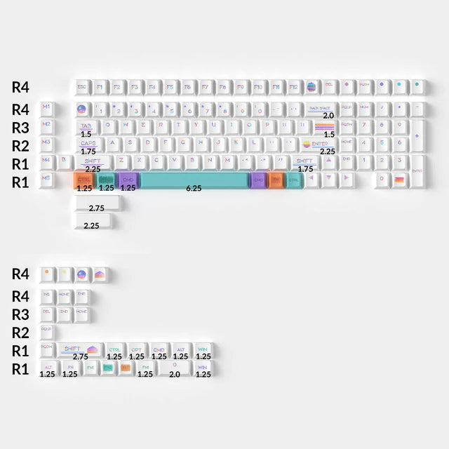 Pixel Sunset - Ensemble complet de keycaps en PBT Dye-Sub Cherry Profile