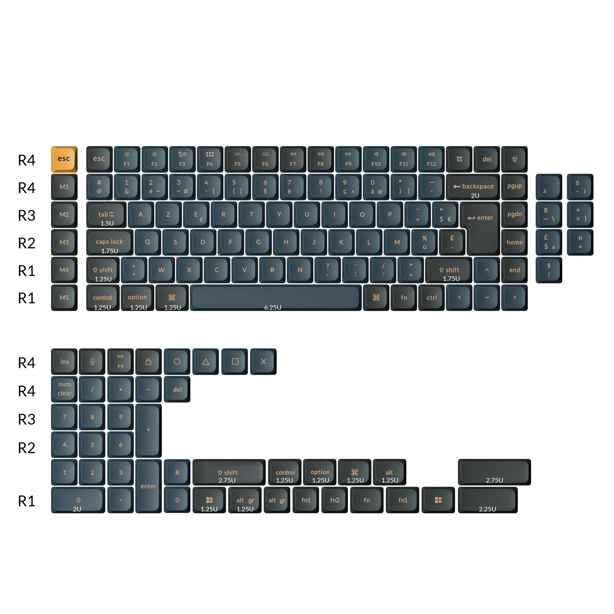 ISO Low Profile Double Shot PBT LSA Keycap Set - Knight