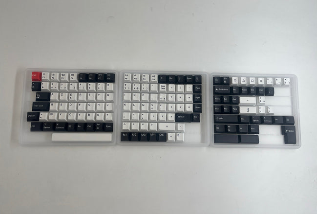 ISO Layout Cherry Profile Dye-Sub PBT Full Keycap Set - Black and White
