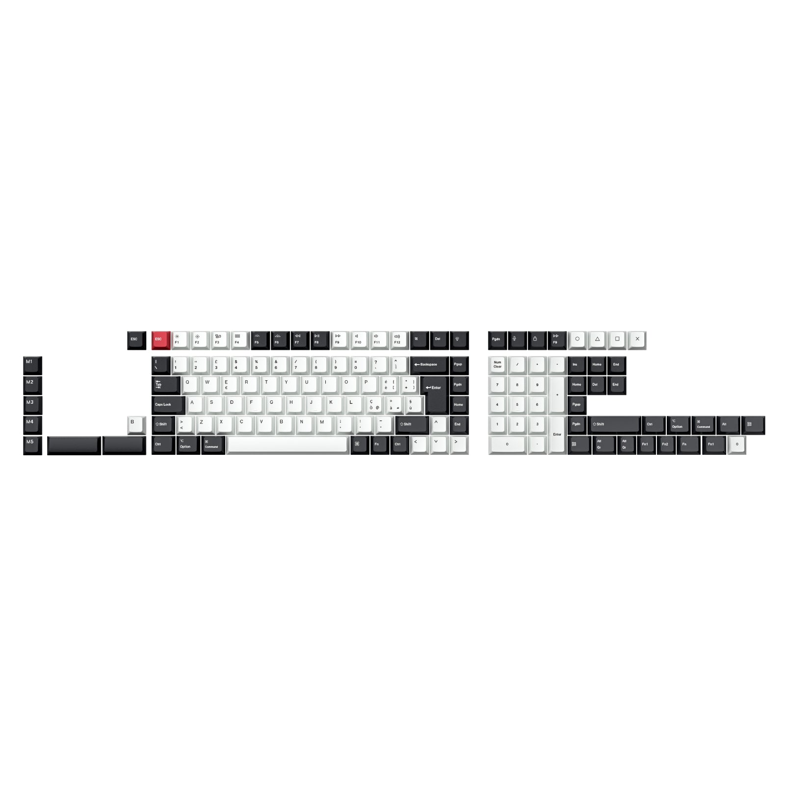 Ensemble complet de touches ISO Cherry en PBT par sublimation thermique - Noir et blanc
