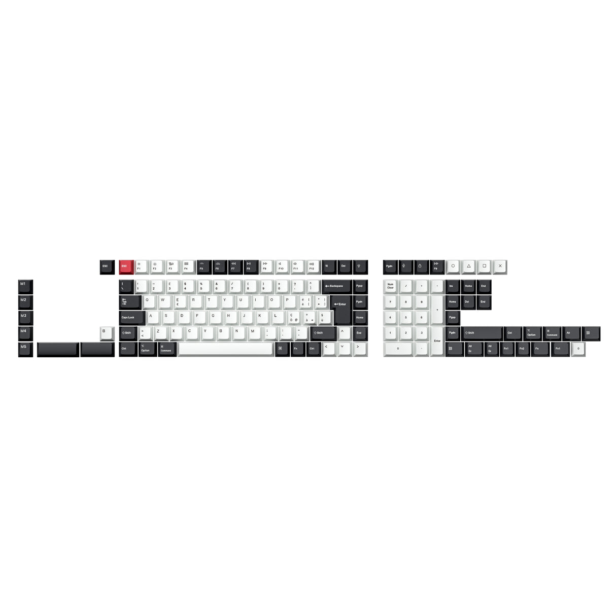 ISO Cherry Thermal Sublimation PBT Keycap Complete Set - Black and White