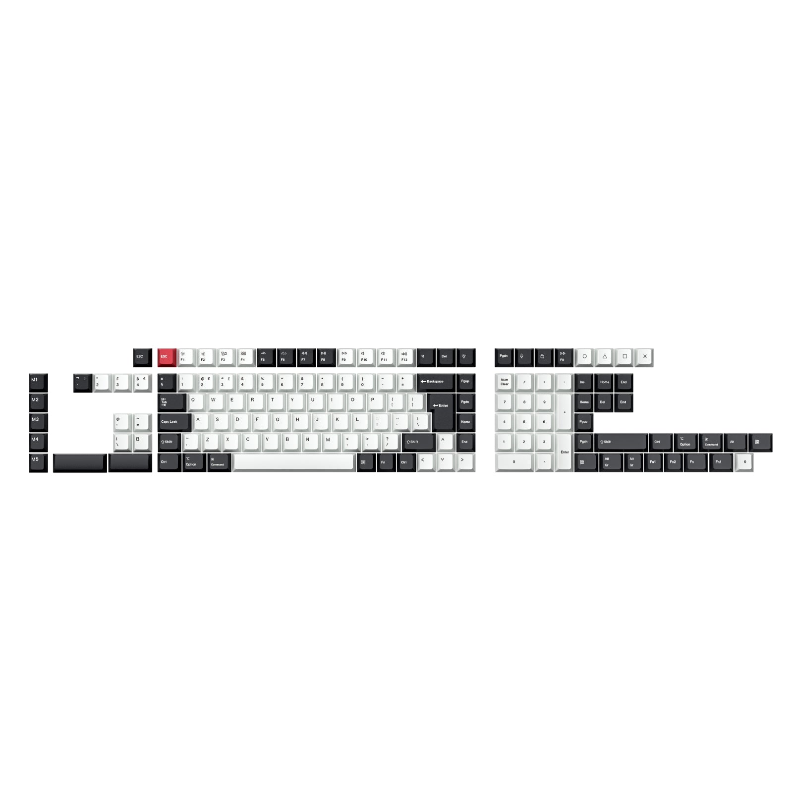 Ensemble complet de touches ISO Cherry en PBT par sublimation thermique - Noir et blanc