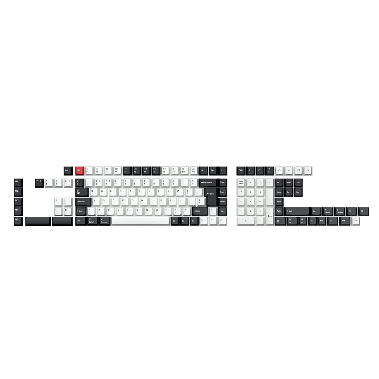 ISO Cherry Thermal Sublimation PBT Keycap Complete Set - Black and White