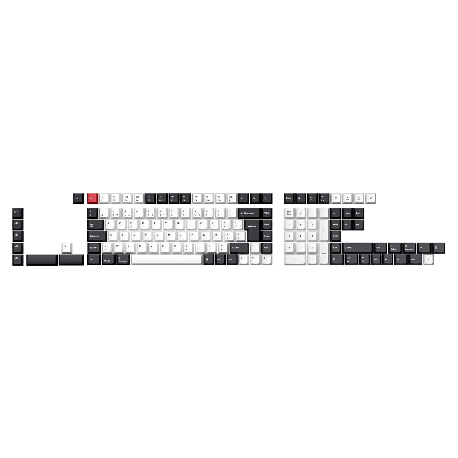 Ensemble complet de touches ISO Cherry en PBT par sublimation thermique - Noir et blanc