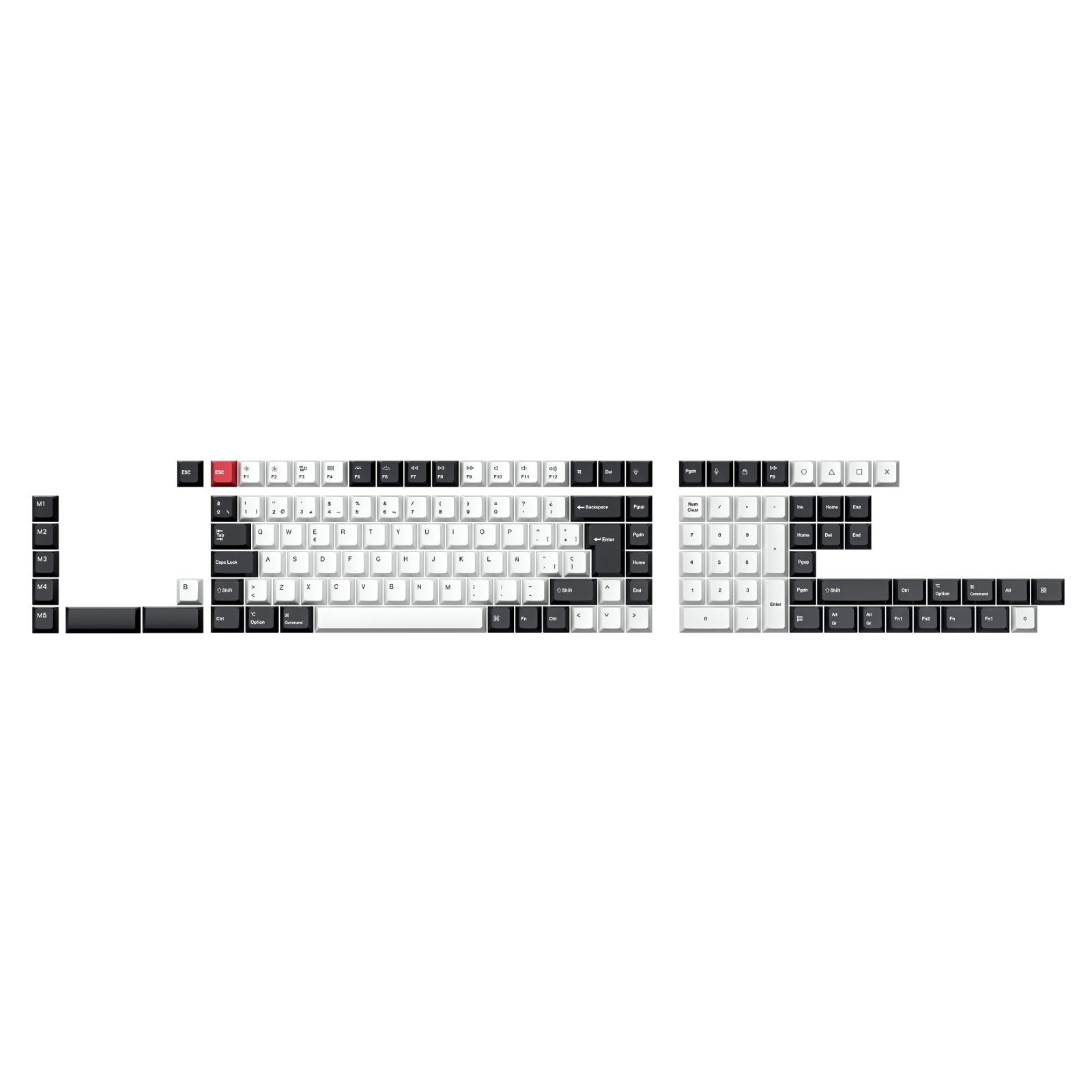Ensemble complet de touches ISO Cherry en PBT par sublimation thermique - Noir et blanc