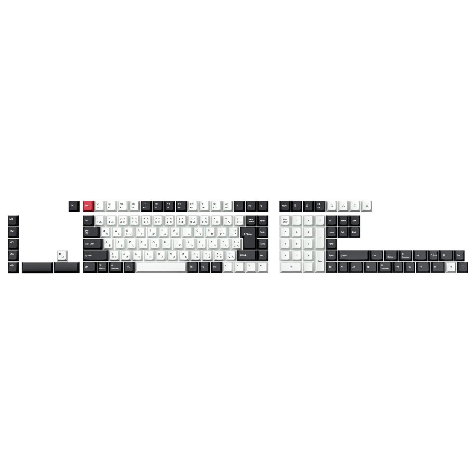 Ensemble complet de touches ISO Cherry en PBT par sublimation thermique - Noir et blanc