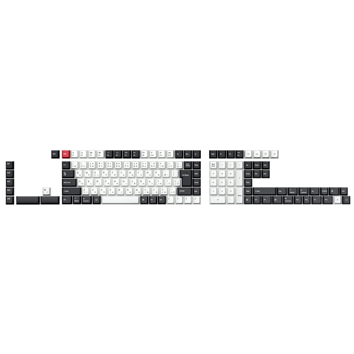 ISO Cherry Thermal Sublimation PBT Keycap Complete Set - Black and White