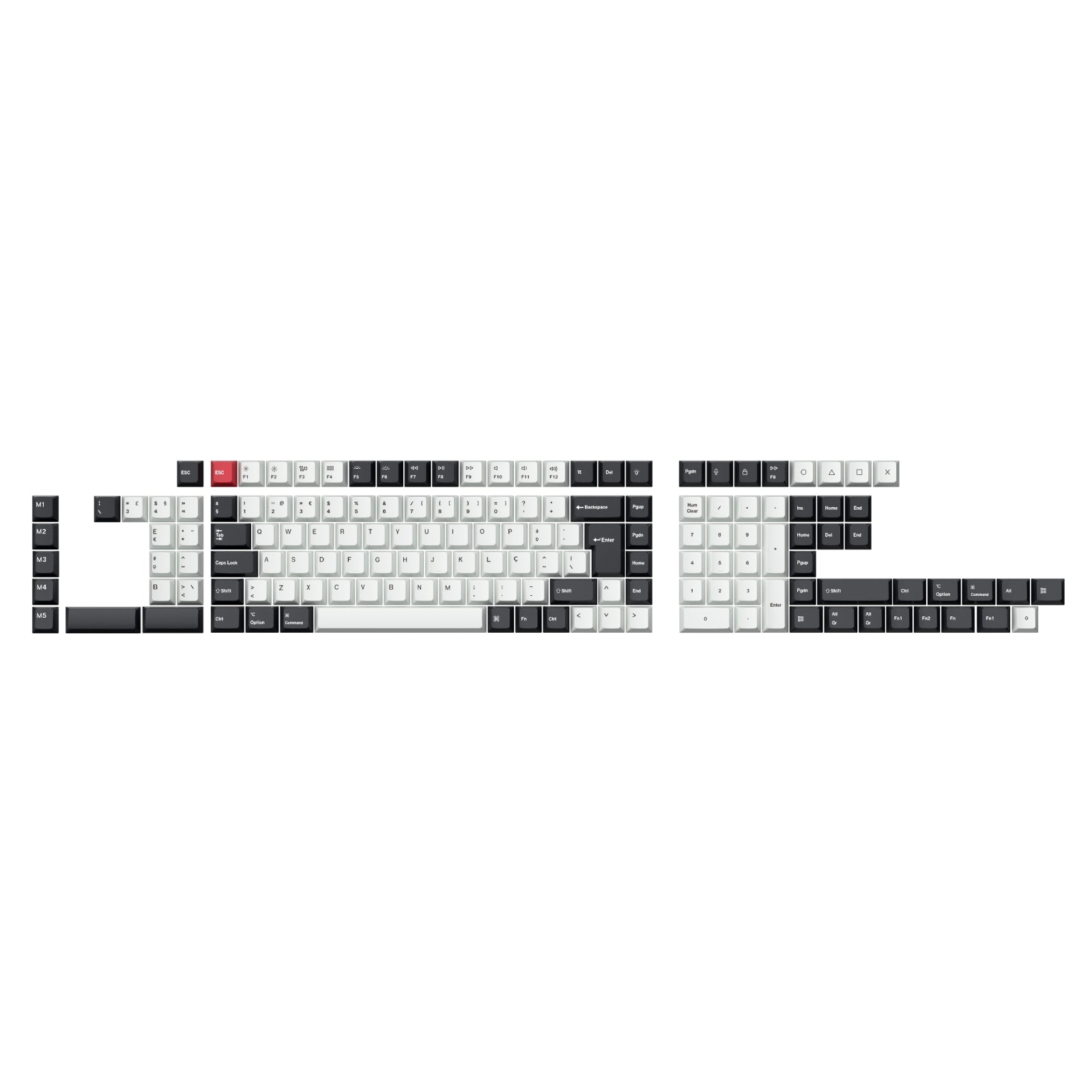 Ensemble complet de touches ISO Cherry en PBT par sublimation thermique - Noir et blanc