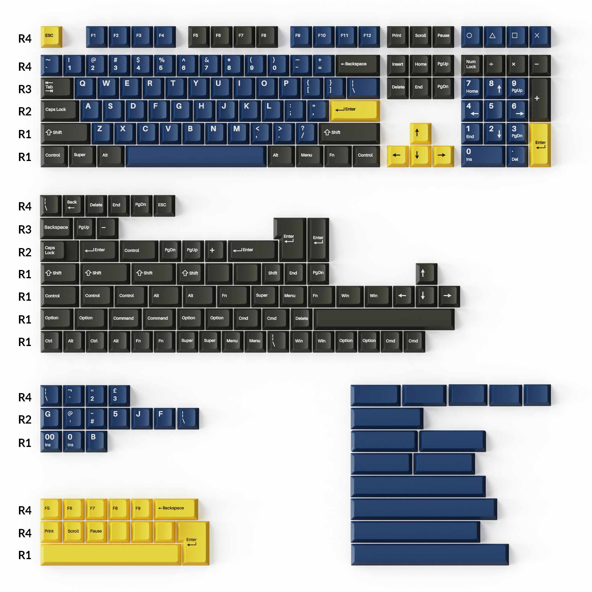 Keychron double shot PBT Cherry profile full set keycap set royal for ANSI ISO HHKB WKL full size and tenkeyless and 75% 65% 60% layouts