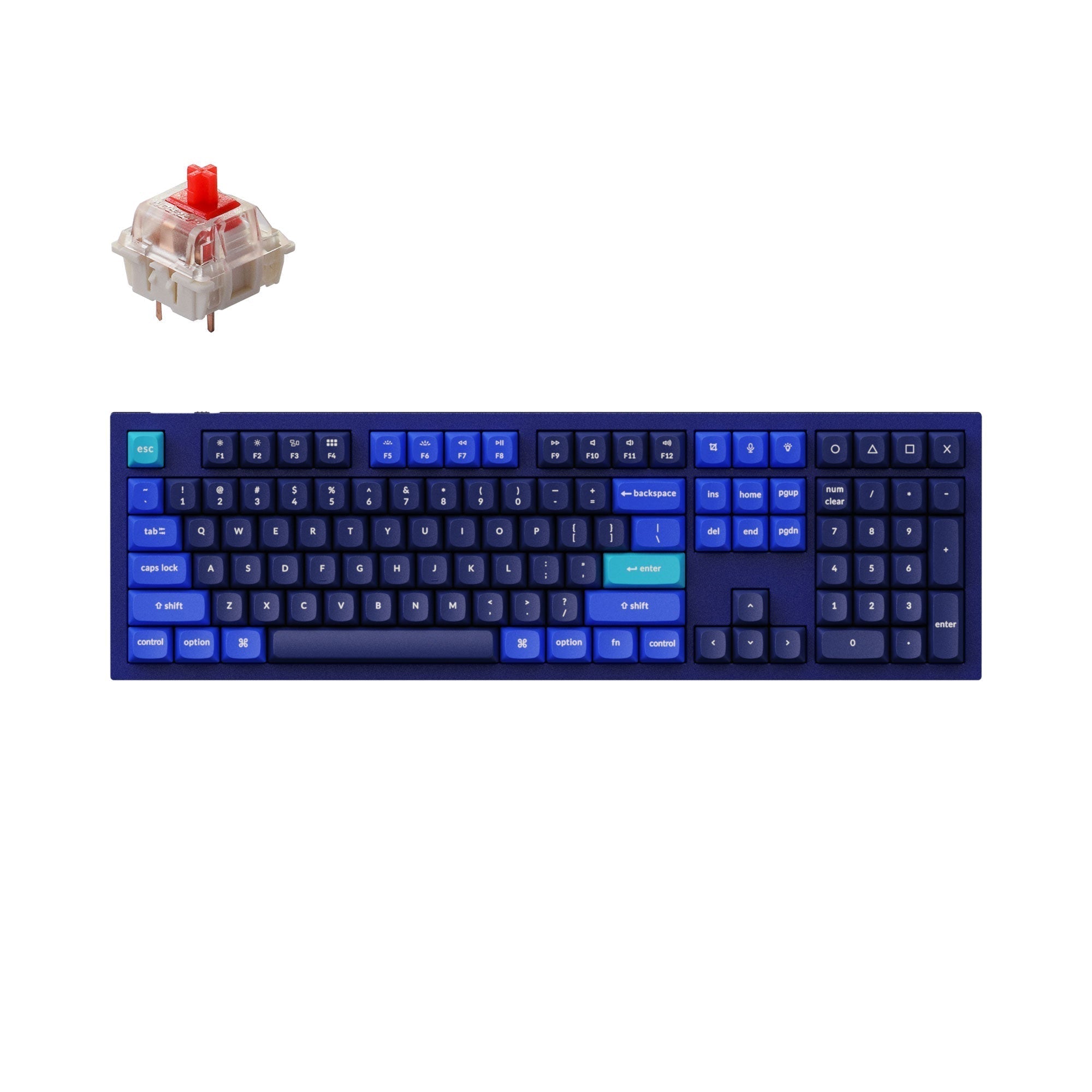 Keychron Q6 QMK/VIA custom mechanical keyboard full size aluminum for Mac Windows Linux fully assembled blue frame with Gateron G Pro switch red