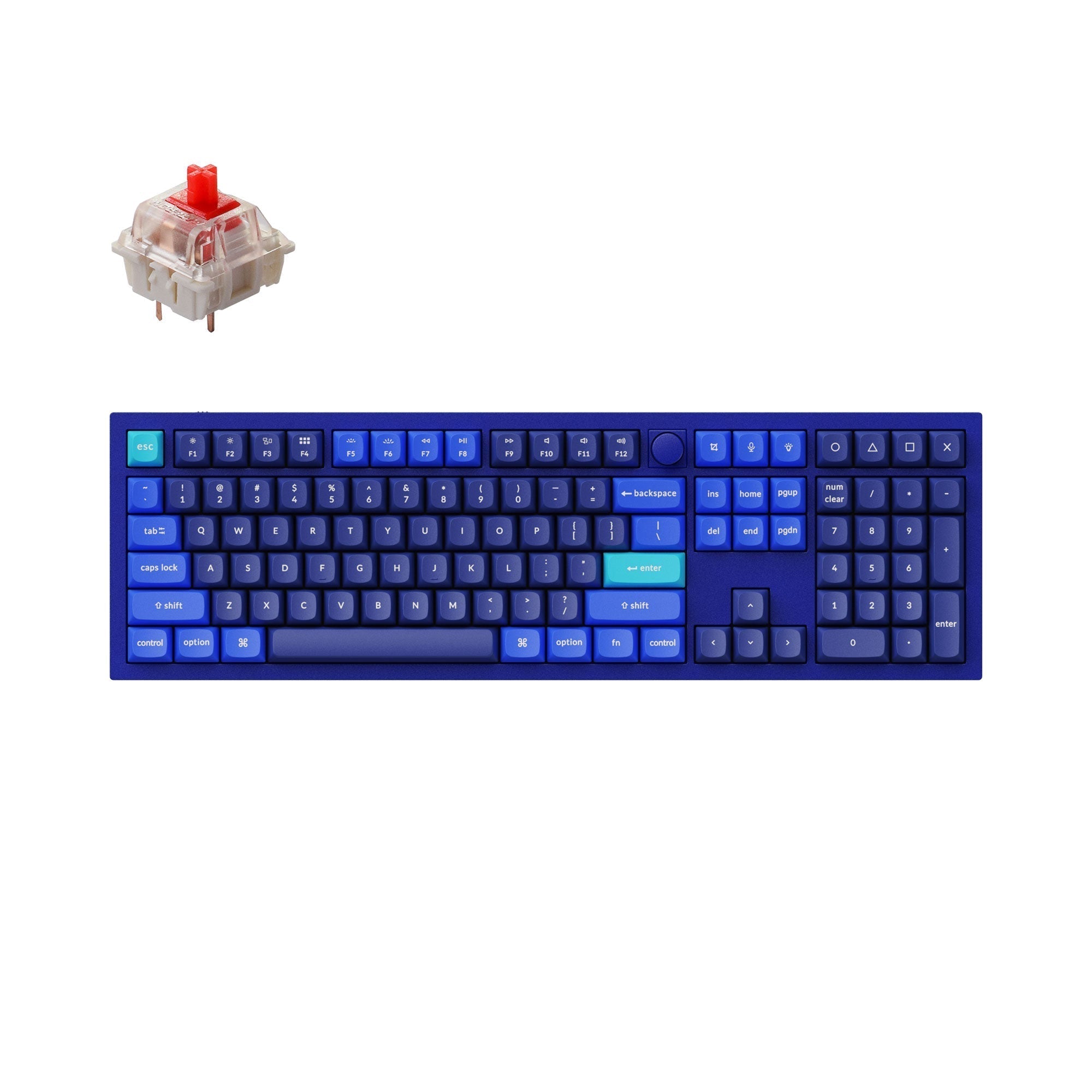 Keychron Q6 QMK/VIA custom mechanical keyboard knob version full size aluminum for Mac Windows Linux fully assembled blue frame with Gateron G Pro switch red